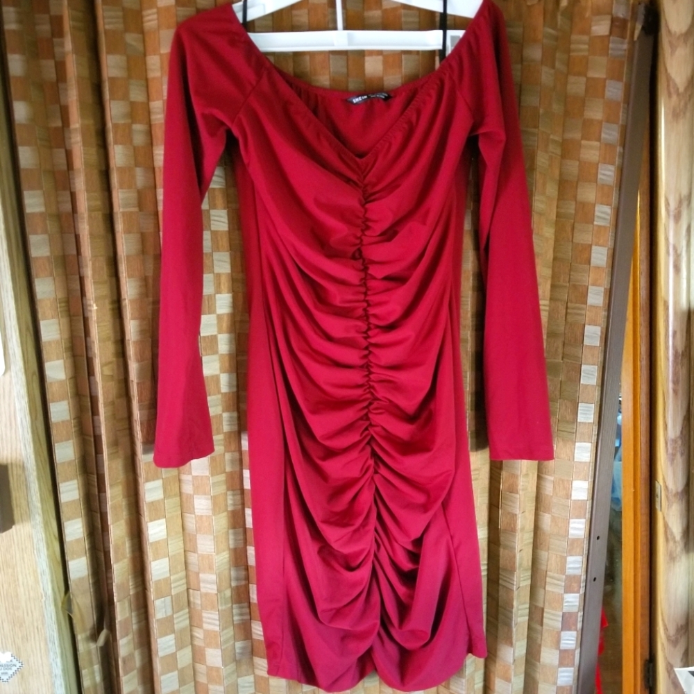 Shein off shoulder Ruched Bodycon - Picture 2 of 4